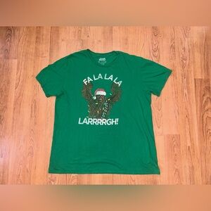 MENS XL GREEN STAR WARS/CHEWBACCA CHRISTMAS T-SHIRT- FA LA LA LA LAARGH!
